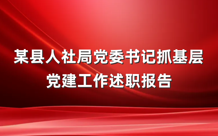 某县人社局党委书记抓基层党建工作述职报告