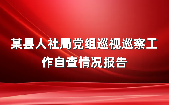 某县人社局党组巡视巡察工作自查情况报告