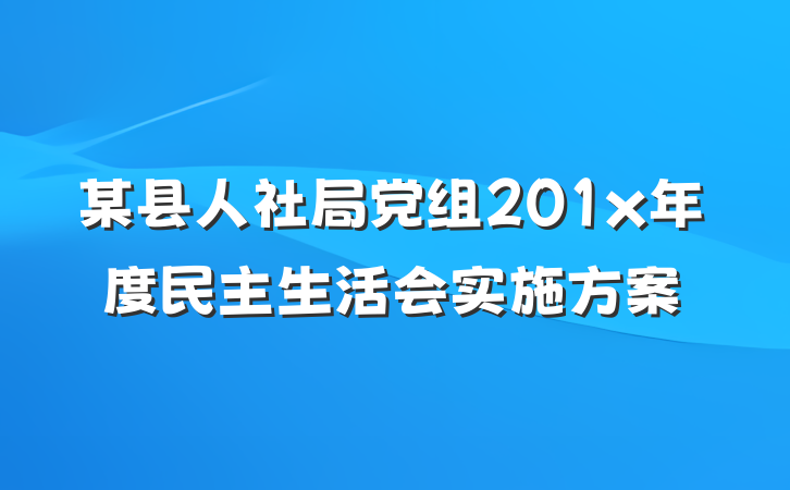 某县人社局党组201x年度民主生活会实施方案