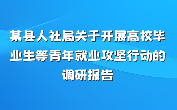 某县人社局关于开展高校毕业生等青年就业攻坚行动的调研报告