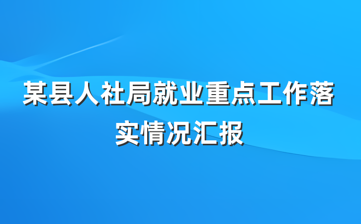 某县人社局就业重点工作落实情况汇报
