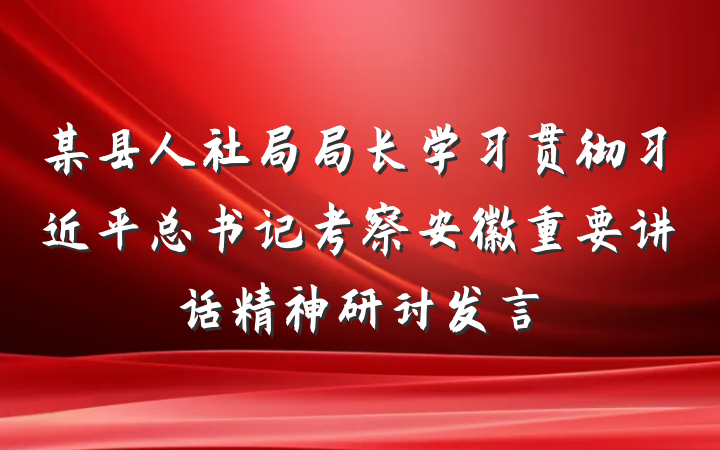 某县人社局局长学习贯彻习近平总书记考察安徽重要讲话精神研讨发言