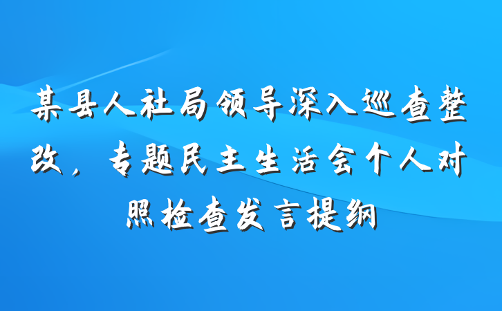 某县人社局领导深入巡查整改，专题民主生活会个人对照检查发言提纲
