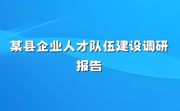 某县企业人才队伍建设调研报告