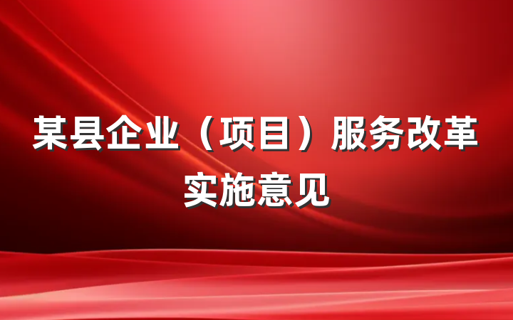 某县企业（项目）服务改革实施意见