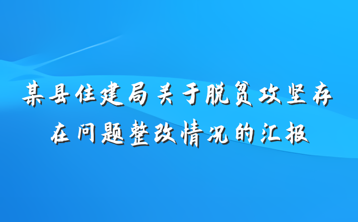 某县住建局关于脱贫攻坚存在问题整改情况的汇报