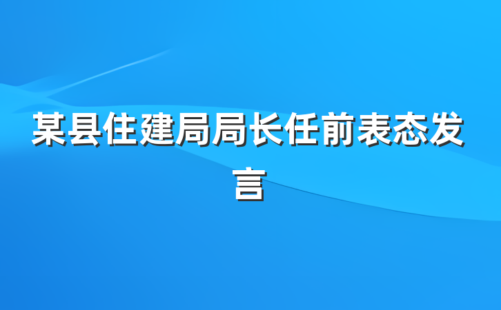 某县住建局局长任前表态发言