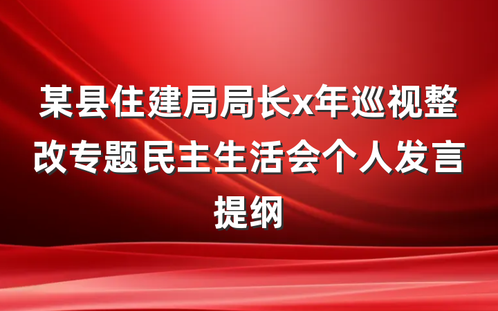 某县住建局局长x年巡视整改专题民主生活会个人发言提纲