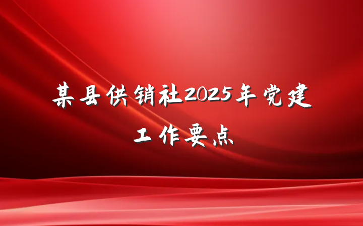 某县供销社2025年党建工作要点