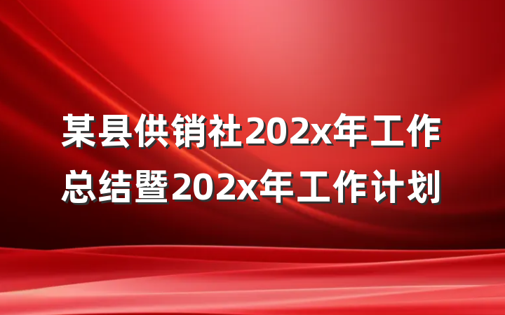 某县供销社202x年工作总结暨202x年工作计划