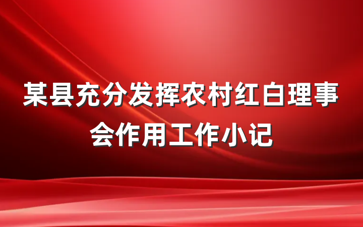 某县充分发挥农村红白理事会作用工作小记