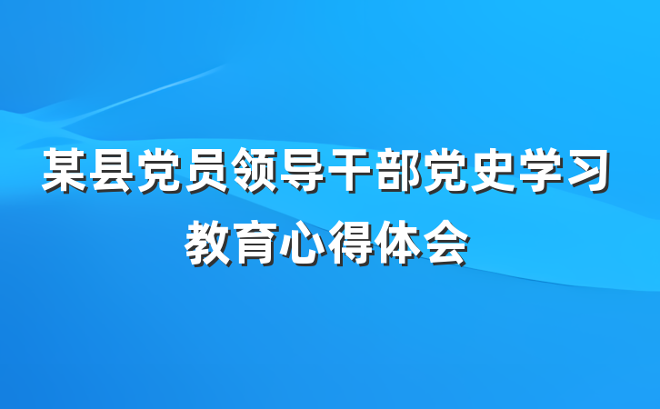 某县党员领导干部党史学习教育心得体会