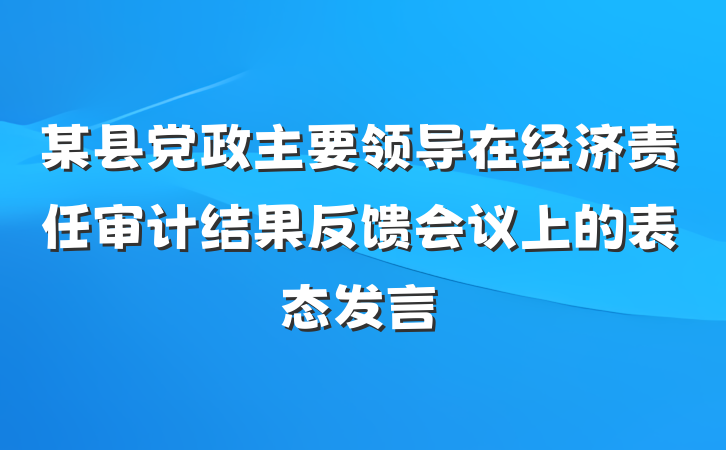 某县党政主要领导在经济责任审计结果反馈会议上的表态发言