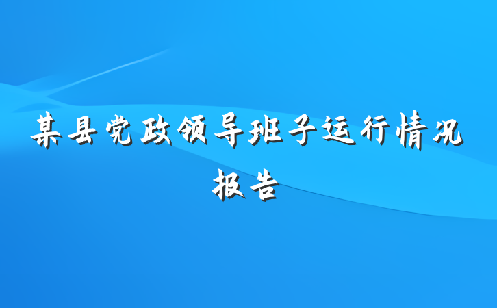 某县党政领导班子运行情况报告