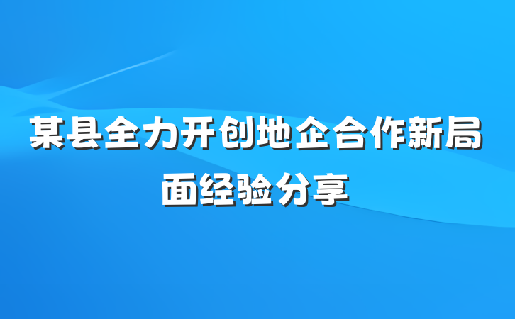 某县全力开创地企合作新局面经验分享