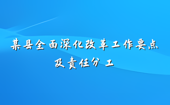 某县全面深化改革工作要点及责任分工