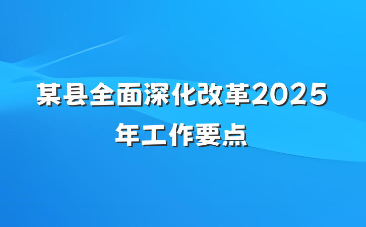 某县全面深化改革2025年工作要点