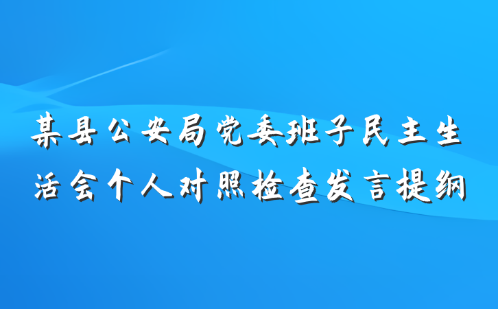 某县公安局党委班子民主生活会个人对照检查发言提纲
