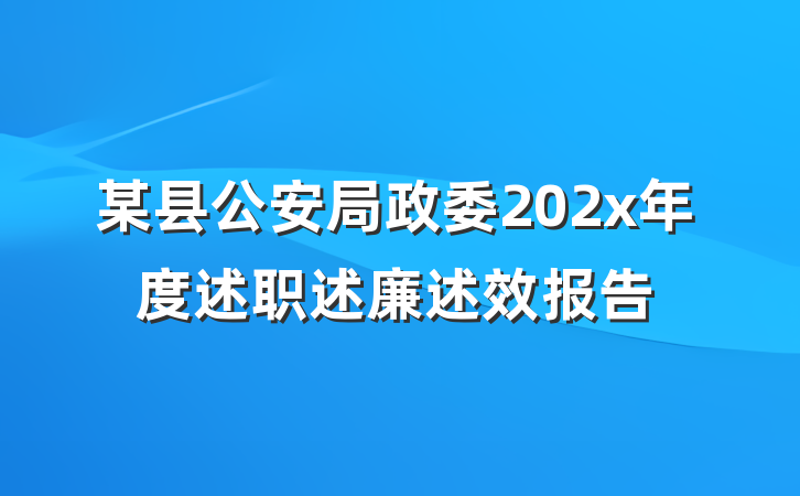 某县公安局政委202x年度述职述廉述效报告