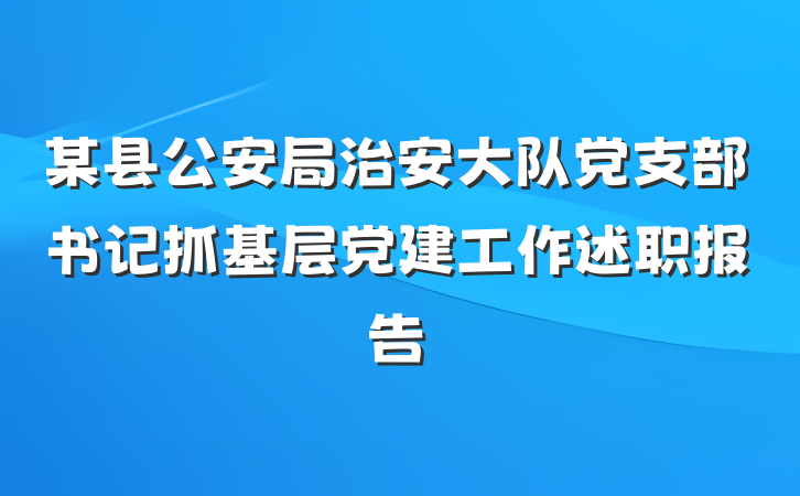 某县公安局治安大队党支部书记抓基层党建工作述职报告