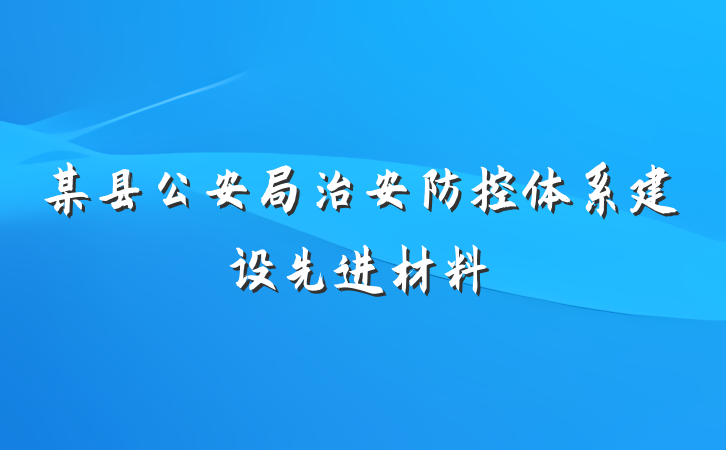 某县公安局治安防控体系建设先进材料