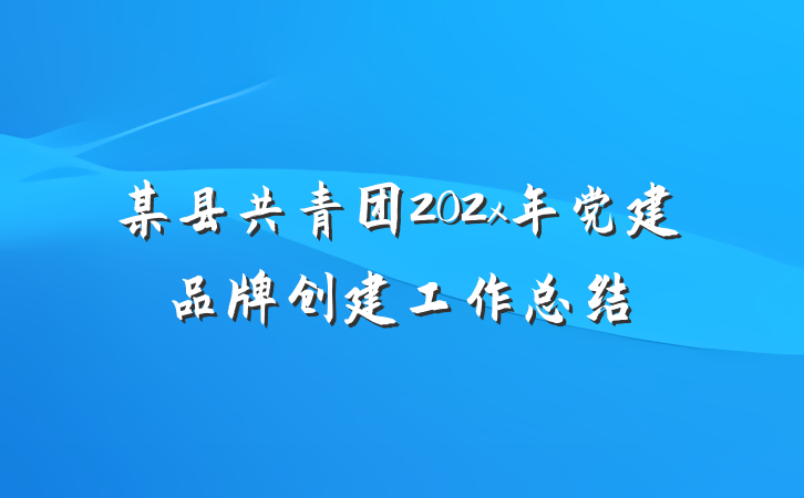 某县共青团202x年党建品牌创建工作总结