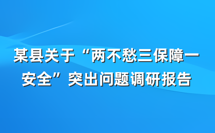 某县关于“两不愁三保障一安全”突出问题调研报告