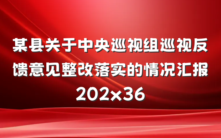 某县关于中央巡视组巡视反馈意见整改落实的情况汇报202x36