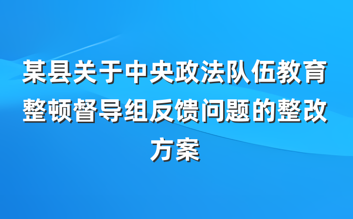 某县关于中央政法队伍教育整顿督导组反馈问题的整改方案