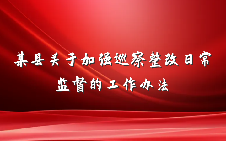 某县关于加强巡察整改日常监督的工作办法