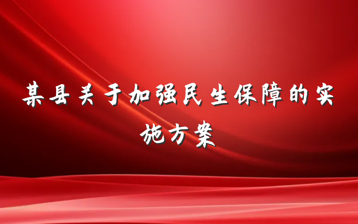 某县关于加强民生保障的实施方案