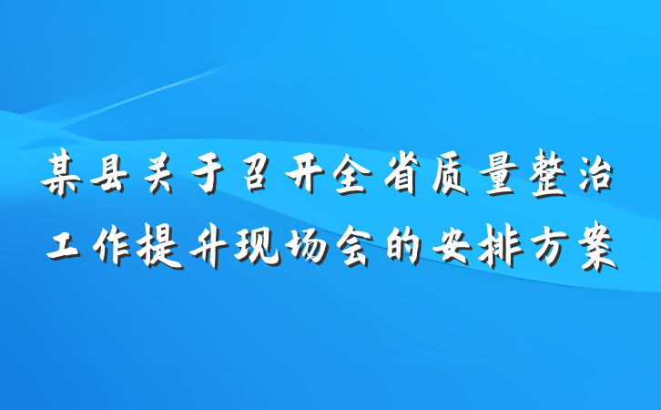 某县关于召开全省质量整治工作提升现场会的安排方案