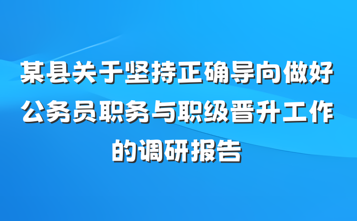 某县关于坚持正确导向做好公务员职务与职级晋升工作的调研报告