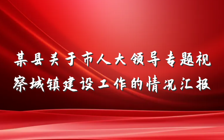 某县关于市人大领导专题视察城镇建设工作的情况汇报
