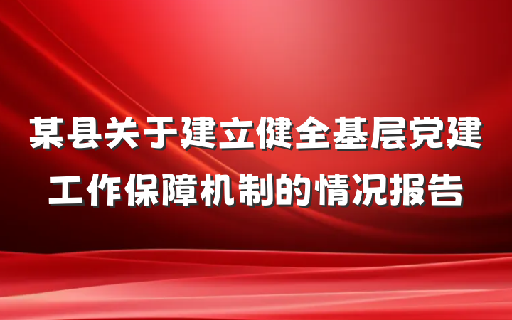 某县关于建立健全基层党建工作保障机制的情况报告