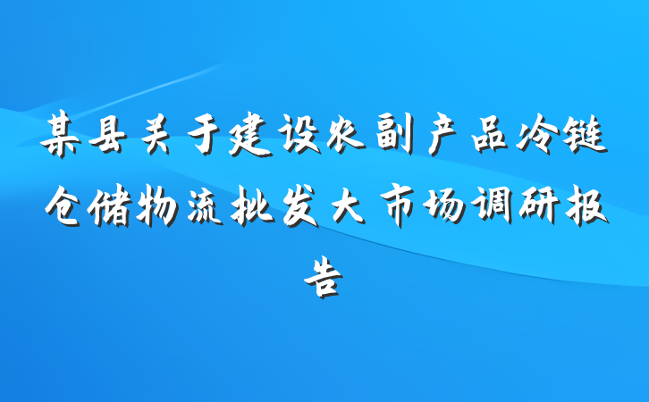 某县关于建设农副产品冷链仓储物流批发大市场调研报告