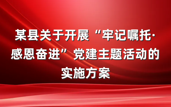 某县关于开展“牢记嘱托·感恩奋进”党建主题活动的实施方案