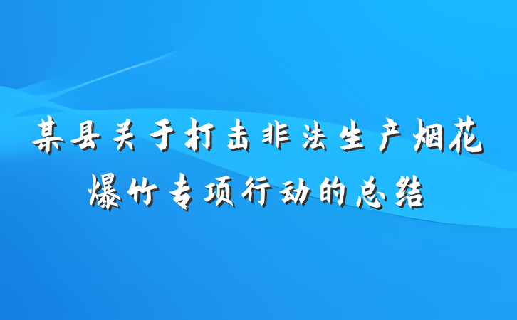 某县关于打击非法生产烟花爆竹专项行动的总结
