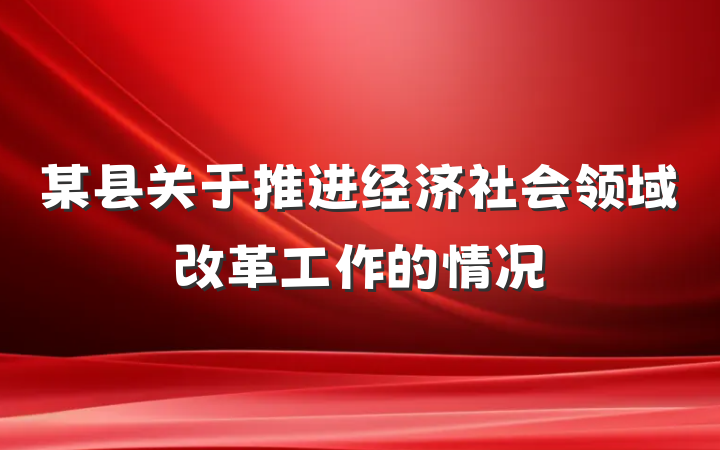某县关于推进经济社会领域改革工作的情况
