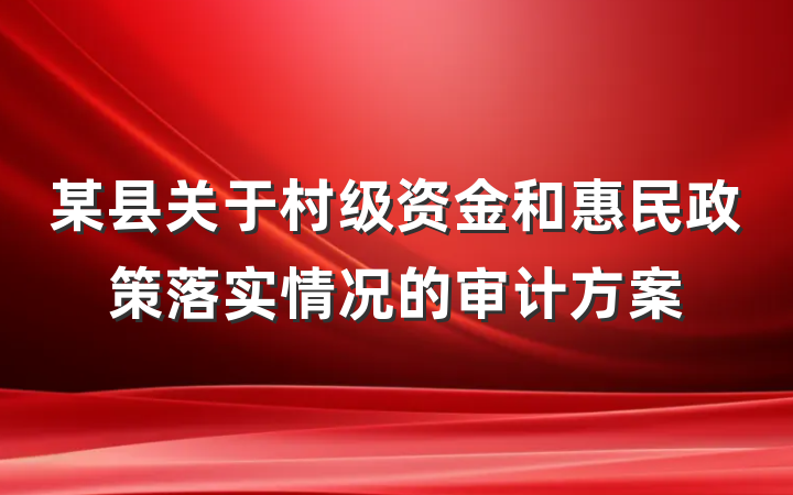 某县关于村级资金和惠民政策落实情况的审计方案