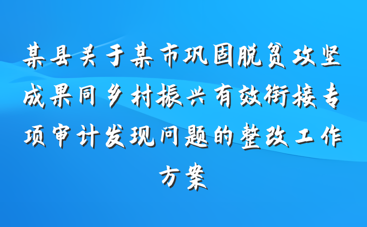 某县关于某市巩固脱贫攻坚成果同乡村振兴有效衔接专项审计发现问题的整改工作方案