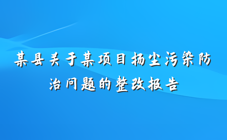 某县关于某项目扬尘污染防治问题的整改报告