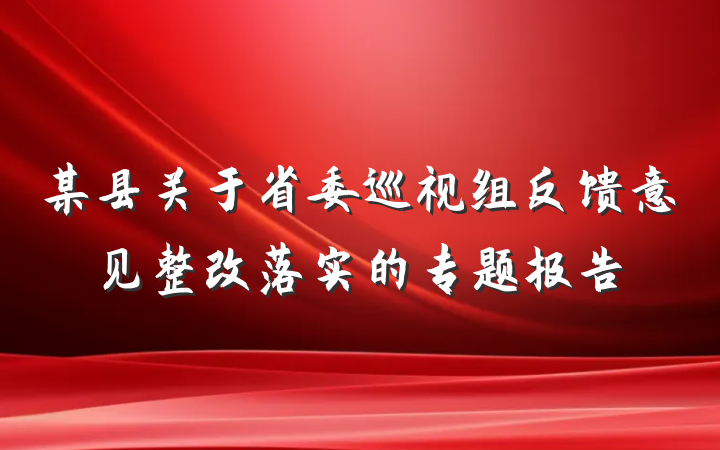某县关于省委巡视组反馈意见整改落实的专题报告