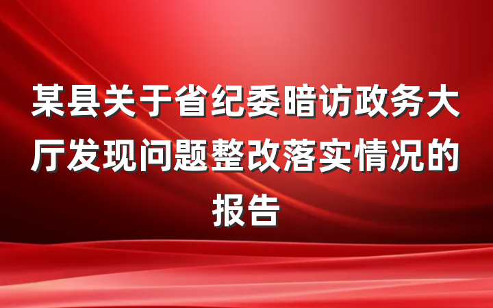 某县关于省纪委暗访政务大厅发现问题整改落实情况的报告