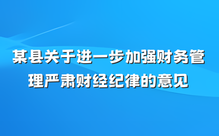 某县关于进一步加强财务管理严肃财经纪律的意见