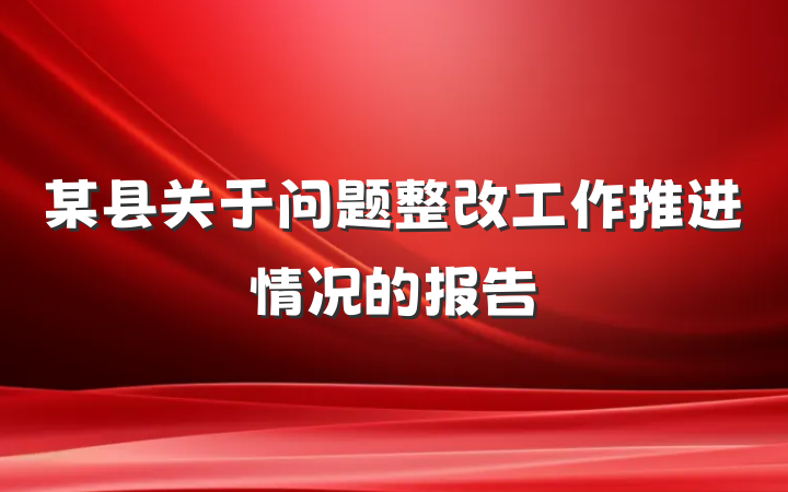 某县关于问题整改工作推进情况的报告