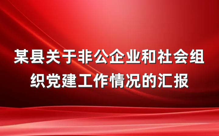 某县关于非公企业和社会组织党建工作情况的汇报