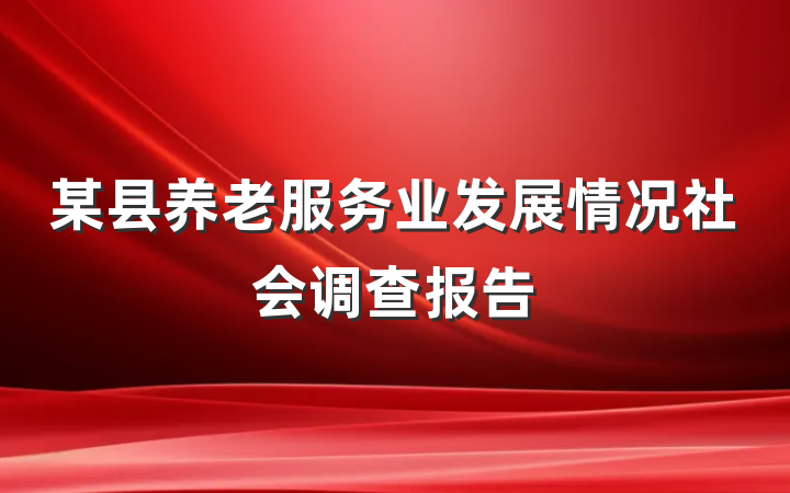 某县养老服务业发展情况社会调查报告