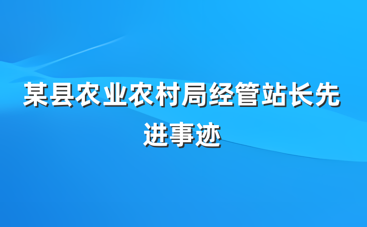 某县农业农村局经管站长先进事迹