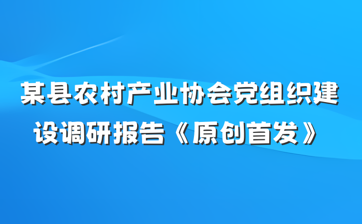 某县农村产业协会党组织建设调研报告《原创首发》